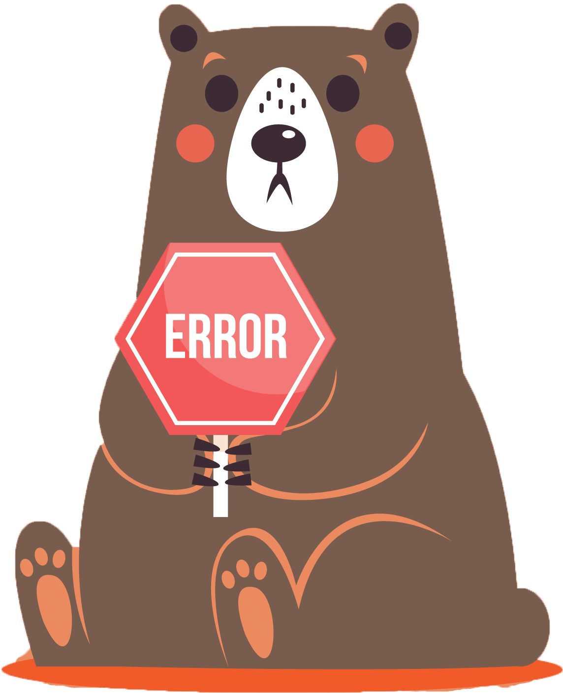 Bear holding an error sign