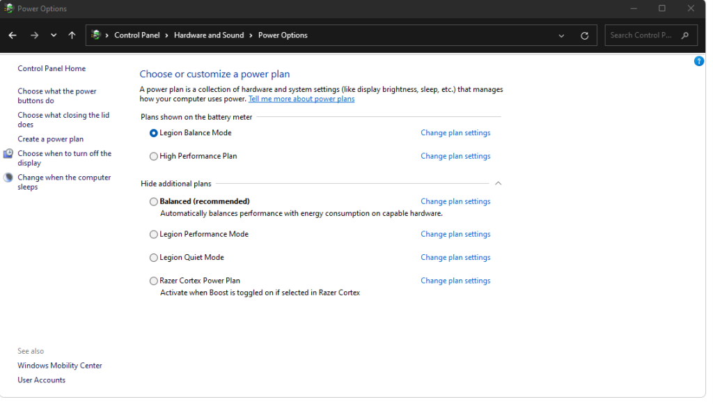 Windows Power Plan